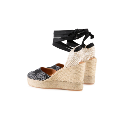 Shop Mc2 Saint Barth Espadrillas With High Wedge And Ankle Lace In Black