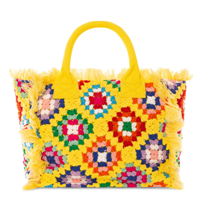 Shop Mc2 Saint Barth Vanity Crochet Shoulder Bag In Yellow