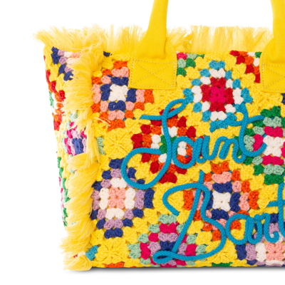 Shop Mc2 Saint Barth Vanity Crochet Shoulder Bag In Yellow
