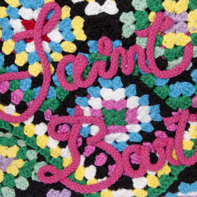 Mc2 Saint Barth Crochet Shoulder Bag With Multicolor Pattern In Black