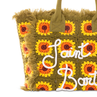 Mc2 Saint Barth Crochet Shoulder Bag With Flower In Green