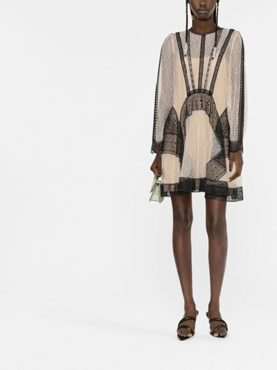 Shop Alberta Ferretti Mini Dress In Beige