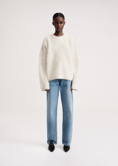 Totême Beige Boxy Silk Knit Sweater In Macadamia
