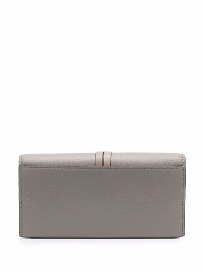 Shop Chloé Alphabet Textured-leather Wallet In Grey