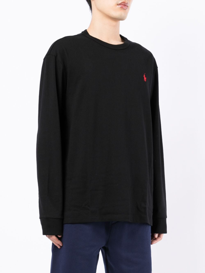 Shop Polo Ralph Lauren Embroidered-logo T-shirt In Black