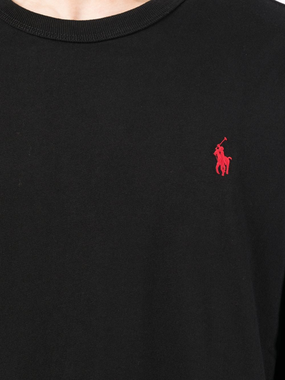 Shop Polo Ralph Lauren Embroidered-logo T-shirt In Black