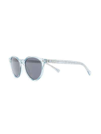 Shop Chiara Ferragni Glitter-detail Round-frame Sunglasses In Blue