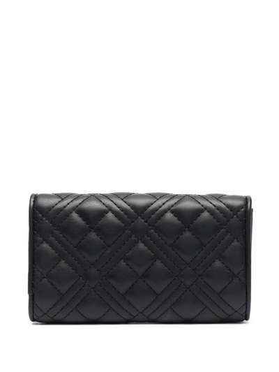 Shop Love Moschino Quilted Foldover Wallet In 黑色