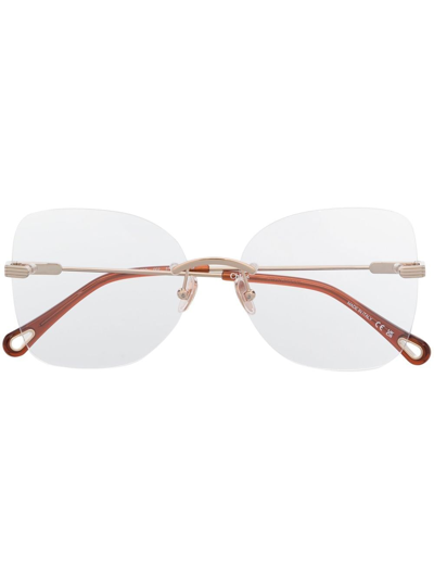 Chloé Rimless Butterfly-frame Glasses In Neutrals
