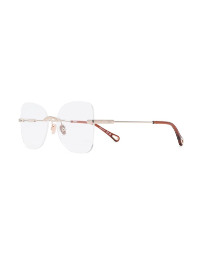 Chloé Rimless Butterfly-frame Glasses In Neutrals