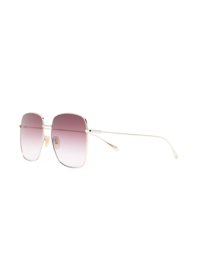 Shop Gucci Embellished Oversized Sunglasses In Silver