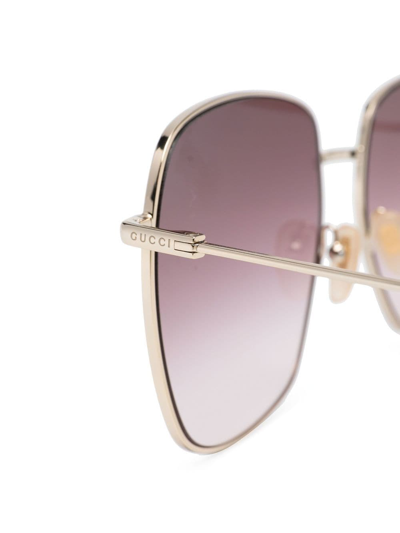 Shop Gucci Embellished Oversized Sunglasses In Silver