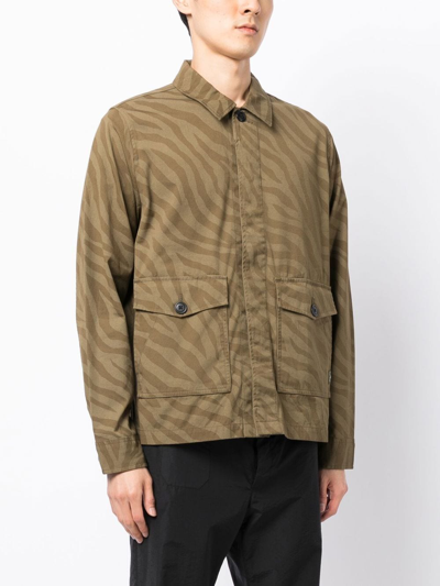 Shop Ps By Paul Smith Abstract-print Button-up Jacket In Green