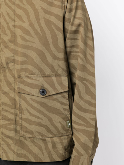 Shop Ps By Paul Smith Abstract-print Button-up Jacket In Green