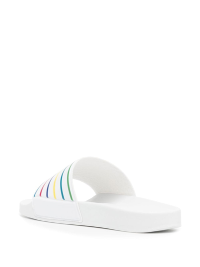 Shop Ps By Paul Smith Striped Rubber Slides In White