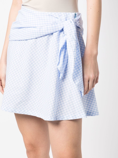 Shop Stefania Vaidani Vichy Gingham-print Mini Skirt In 蓝色