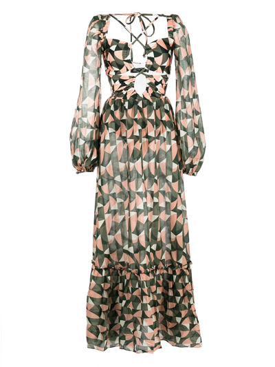 Shop Patbo Plitka Lace-up Bodysuit Dress In 绿色
