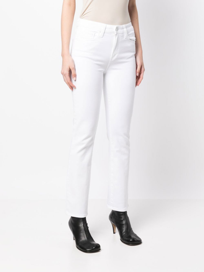 Paige Slim-cut High-waist Jeans In 白色
