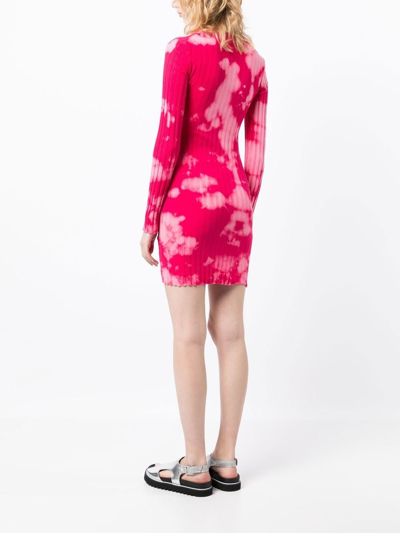Shop Cotton Citizen Tie Dye Cut-out Knitted Dress In 粉色