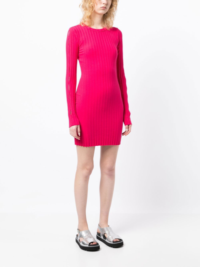 Cotton Citizen Capri Pink Ribbed Stretch-cotton Mini Dress In 粉色