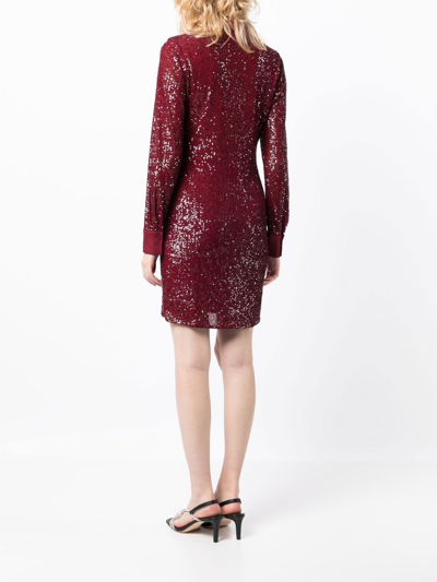 Shop In The Mood For Love Sequin Button-up Dress In 红色