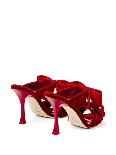 Shop Jimmy Choo Flaca 100mm Velvet Mules In Red