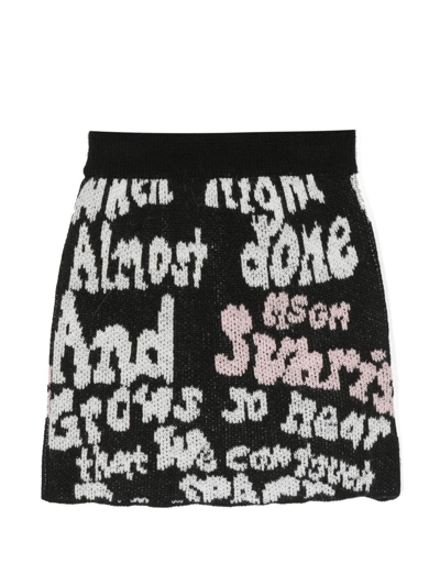 Msgm Intarsia-knit Midi Skirt In Black