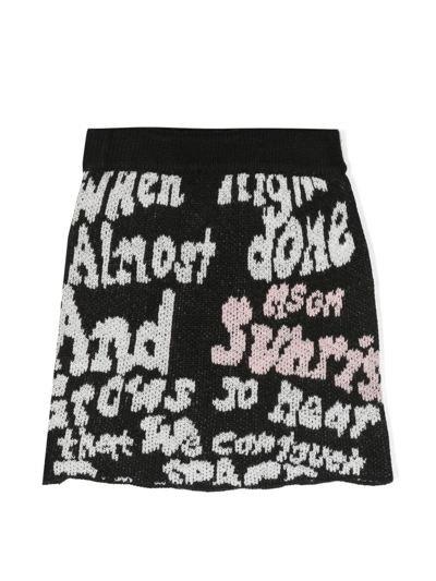 Msgm Intarsia-knit Midi Skirt In Black