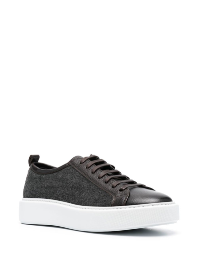 Shop Barrett Fabric-panelled Low-top Sneakers In Grey