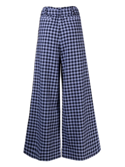 GINGHAM-CHECK WIDE-LEG TROUSERS