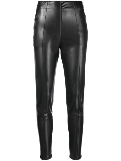 Shop Ermanno Scervino Coated High-waist Skinny Trousers In 黑色