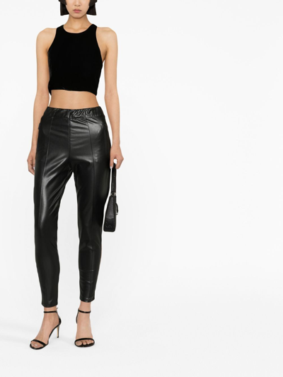 Shop Ermanno Scervino Coated High-waist Skinny Trousers In 黑色