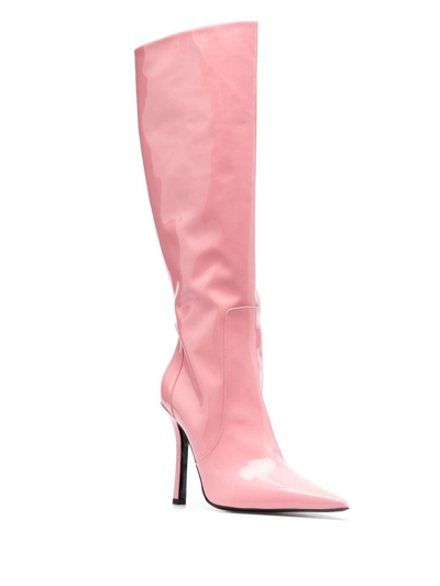 Shop Blumarine 120mm Knee-high Boots In Pink