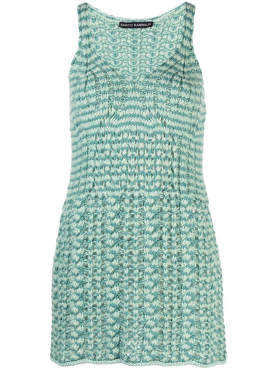 Shop Marco Rambaldi Sleeveless Knitted Mini Dress In 绿色