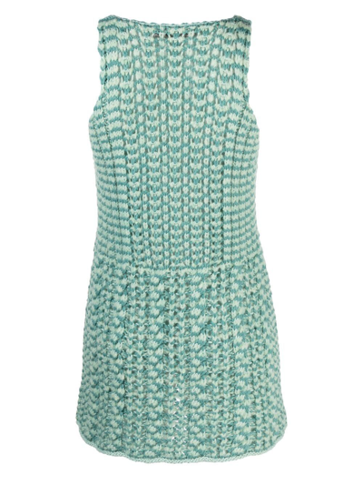 Shop Marco Rambaldi Sleeveless Knitted Mini Dress In 绿色