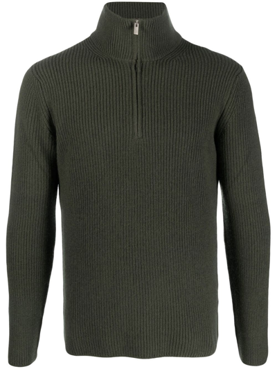 Dell'oglio Stand-collar Half-zip Jumper In 绿色