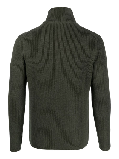 Dell'oglio Stand-collar Half-zip Jumper In 绿色
