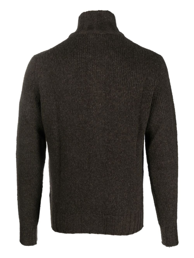 Dell'oglio Stand-collar Button-front Cardigan In 褐色