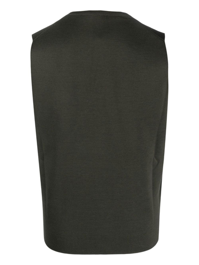 Dell'oglio V-neck Fine-knit Vest In 绿色