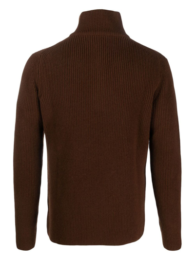 Dell'oglio Stand-collar Half-zip Jumper In 褐色