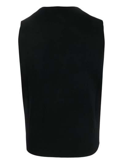 Shop Dell'oglio V-neck Fine-knit Vest In 黑色