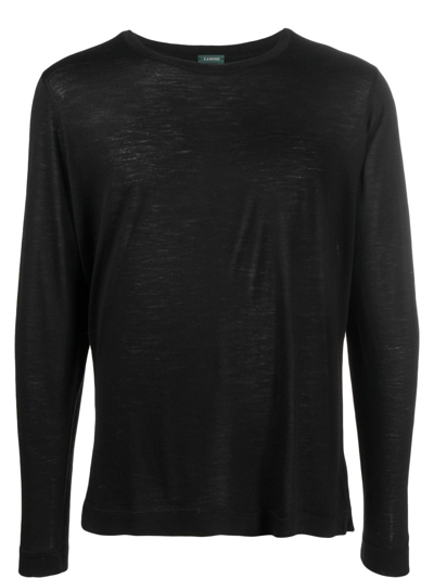 Shop Zanone Burn-out Effect T-shirt In Z0015 Black