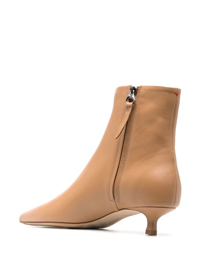 Shop Aeyde Sophie 35mm Leather Ankle Boots In Hazelnut