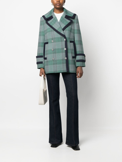 Shop Zimmermann Check-pattern Double-breasted Jacket In Blue