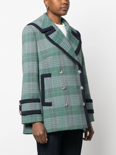 Shop Zimmermann Check-pattern Double-breasted Jacket In Blue