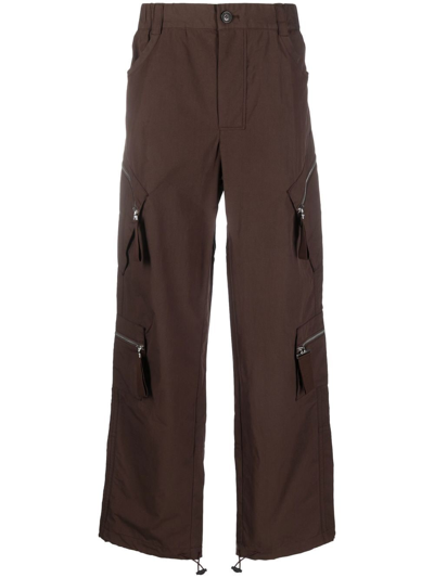 Shop Jacquemus Multiple-pocket Straight-leg Trousers In 褐色