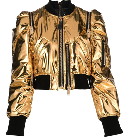 Shop Undercover Metallic Zip-up Bomber Jacket In Yellow