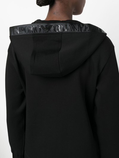 Shop Emporio Armani Logo-print Zip-up Hoodie In 黑色