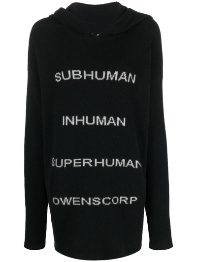 Shop Rick Owens Intarsia-knit Pullover Hoodie In 黑色