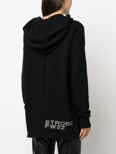 Shop Rick Owens Intarsia-knit Pullover Hoodie In 黑色